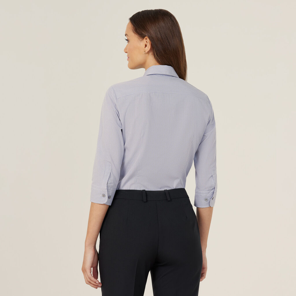Gingham 3/4 Sleeve Tuck Shirt