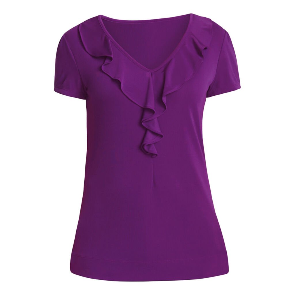 Cap Sleeve Ruffle Neck T-Top