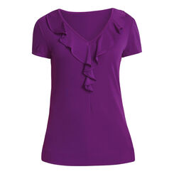 Cap Sleeve Ruffle Neck T-Top