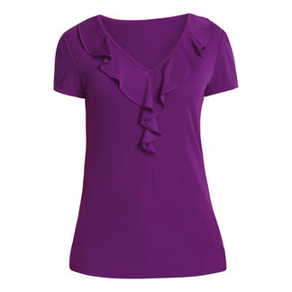 Cap Sleeve Ruffle Neck T-Top