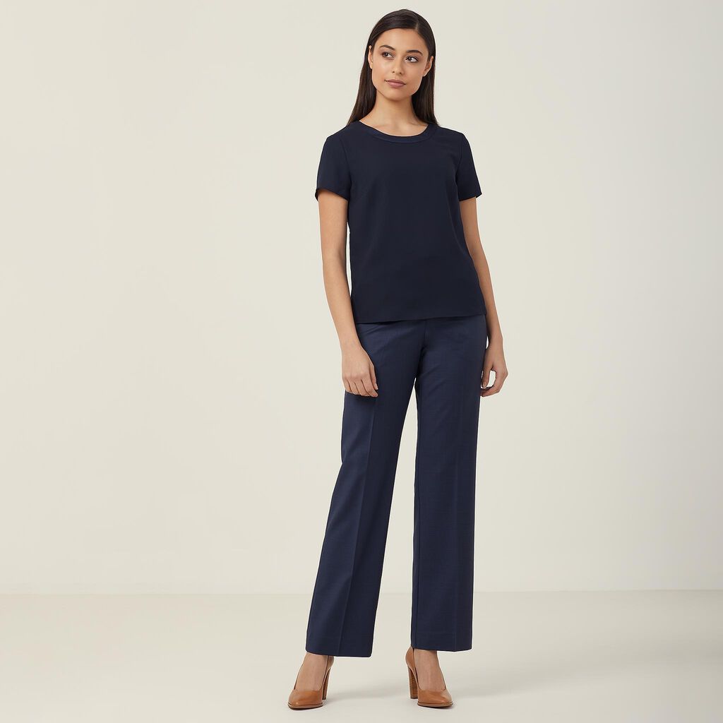 Satin Back Crepe Short Sleeve Shell Top