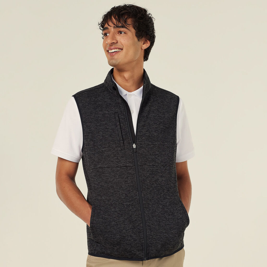 Men's Textured Fleece Zip Front Vest