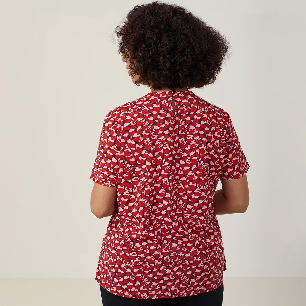 Antibacterial Petal Print Short Sleeve Top