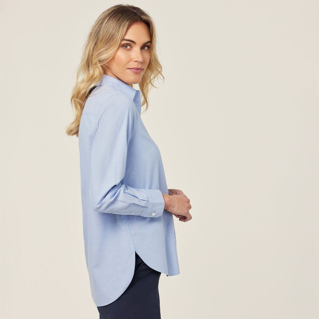 Cotton Chambray Long Sleeve Relaxed Shirt