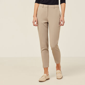 Crepe Stretch High Waist Cropped Pant
