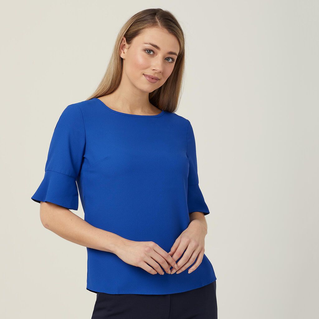 French Georgette Fluted Sleeve Top