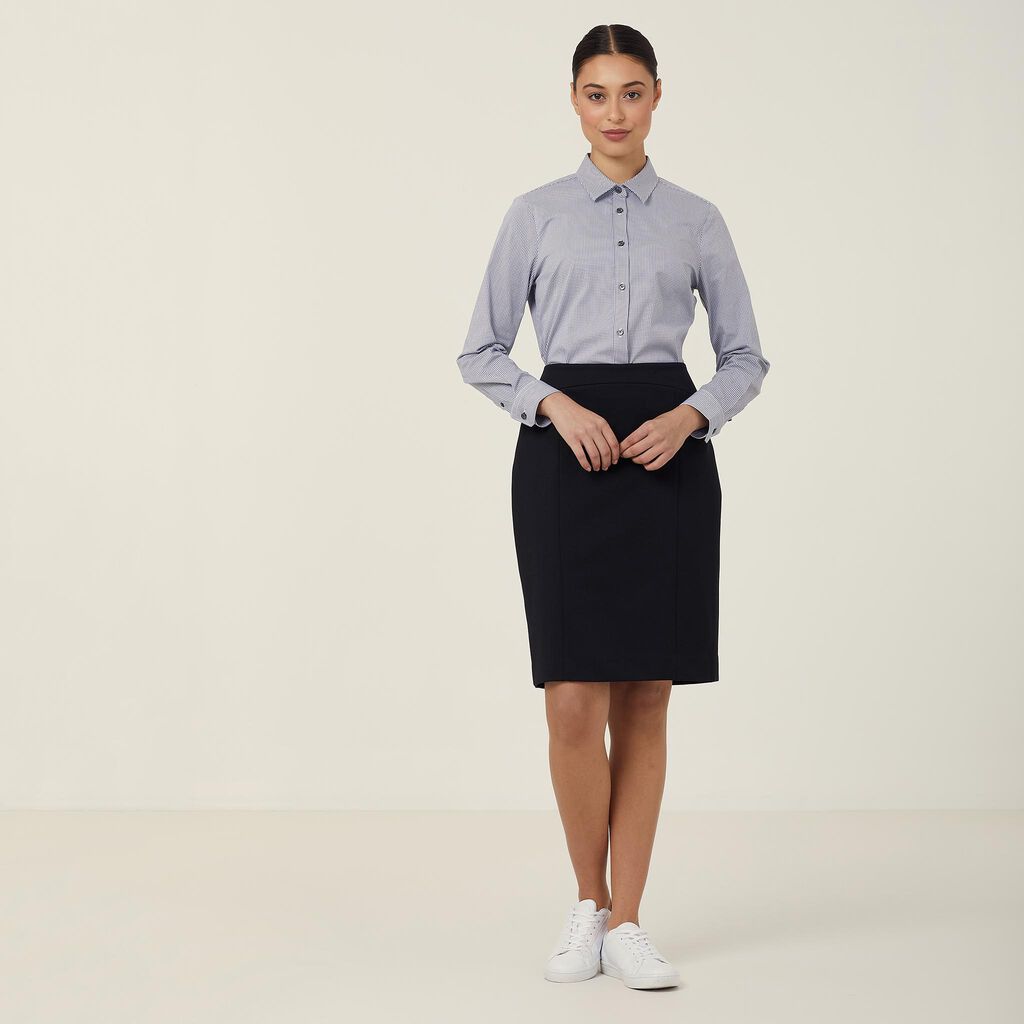 Avignon Gingham Check Stretch Long Sleeve Slim Shirt