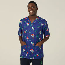 Festive Santa Koala Print Scrub Top