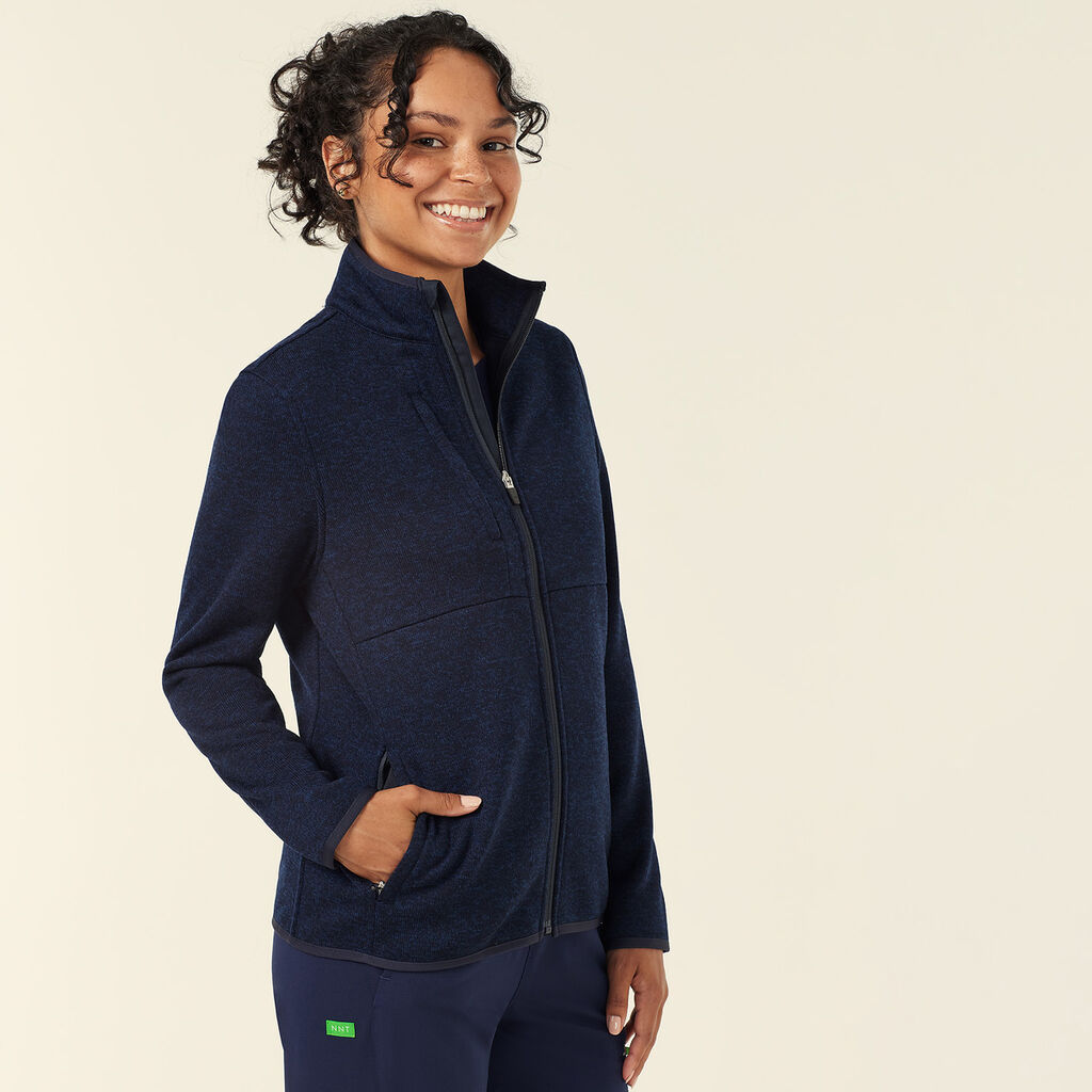 Textured Fleece Zip Front Jacket