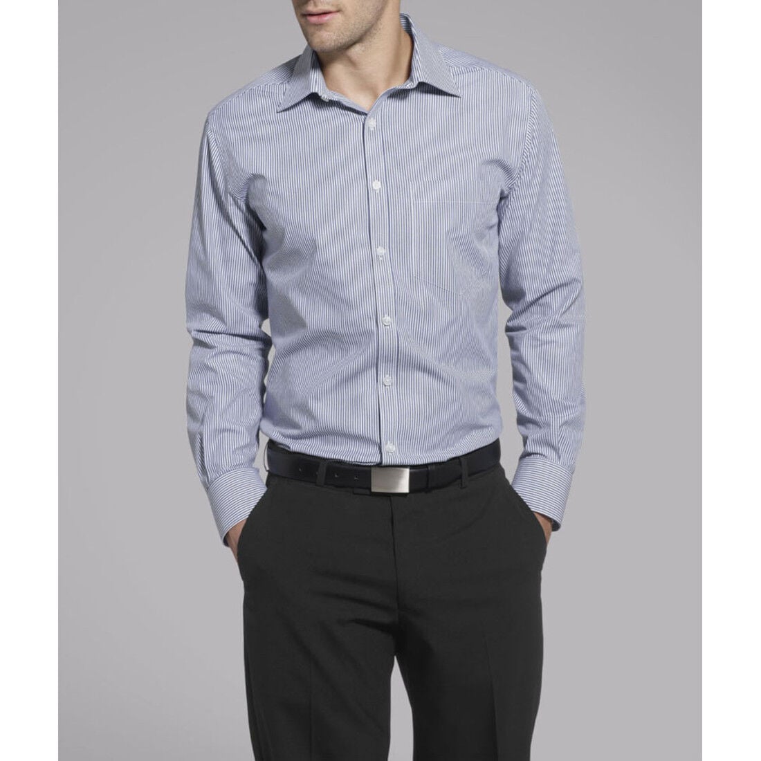 Long Sleeve Cutaway Collar Shirt, navy 