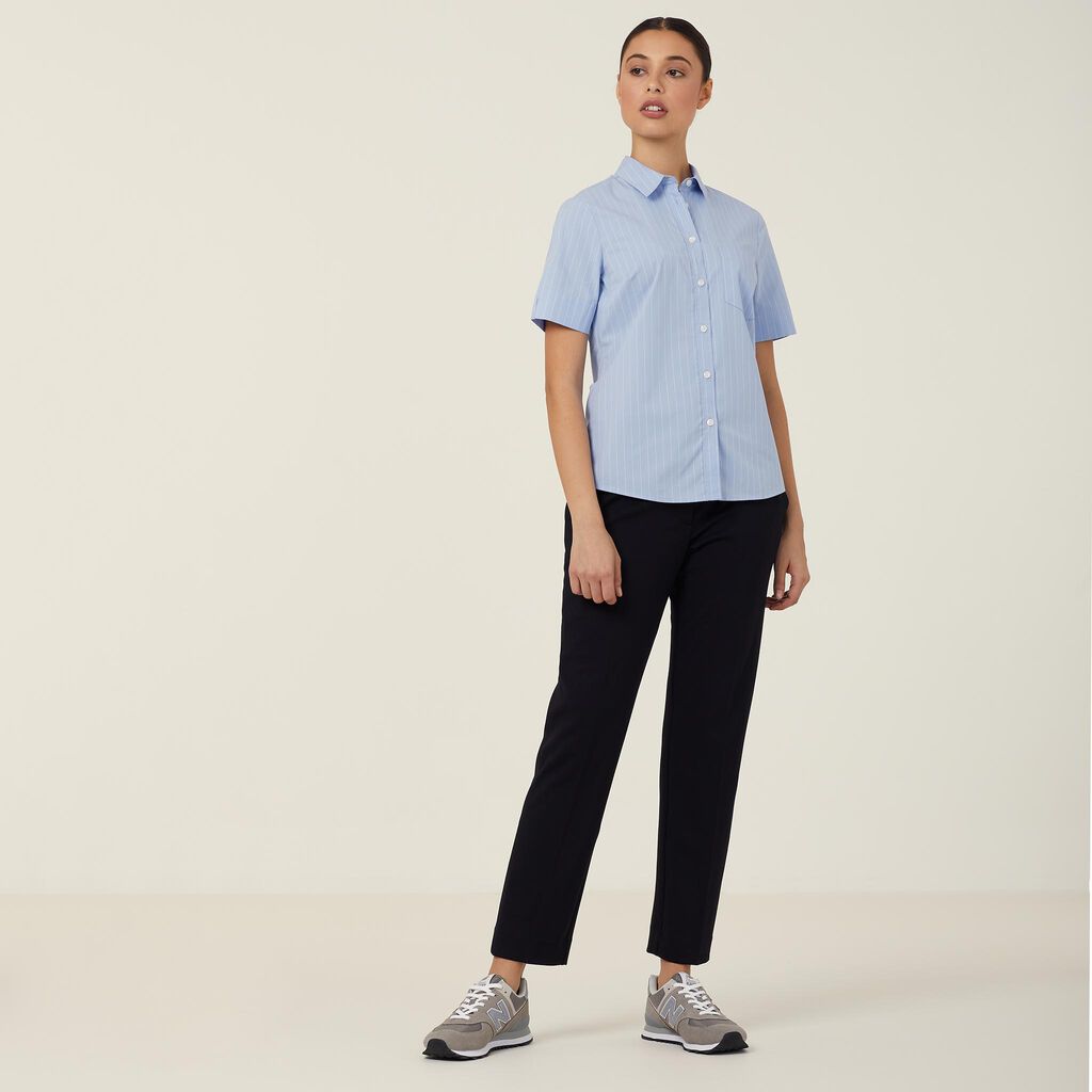 Avignon Pinstripe Stretch Short Sleeve Shirt