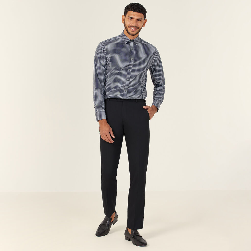 Avignon Window Check Stretch Long Sleeve Shirt