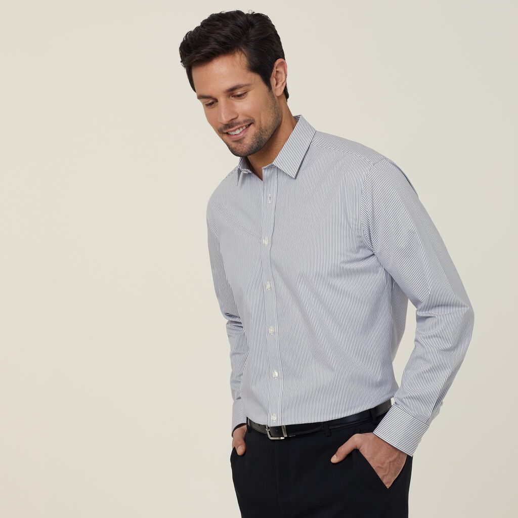 Avignon Fine Block Stripe Stretch Long Sleeve Shirt