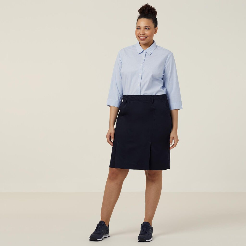 Avignon Fine Block Stripe Stretch 3/4 Sleeve Shirt