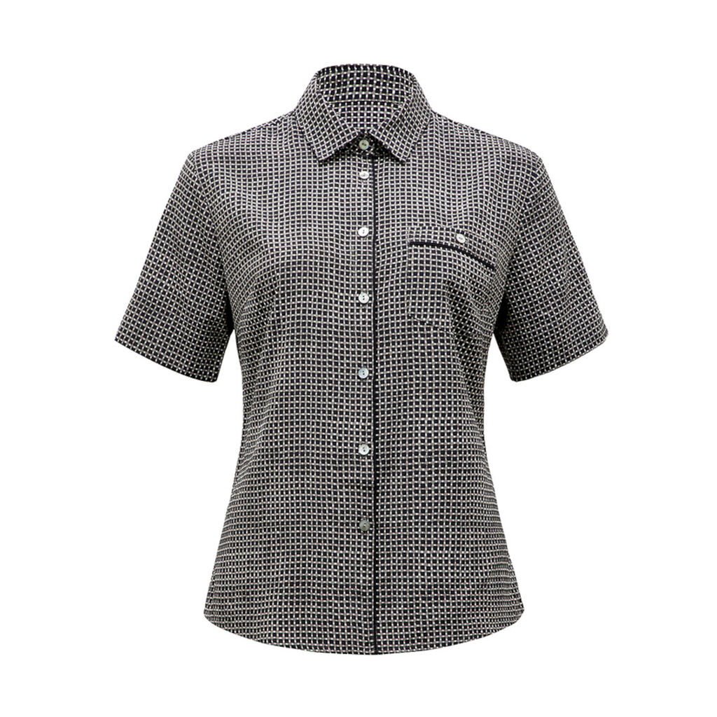 Pixel Print Short Sleeve Action Back Shirt 