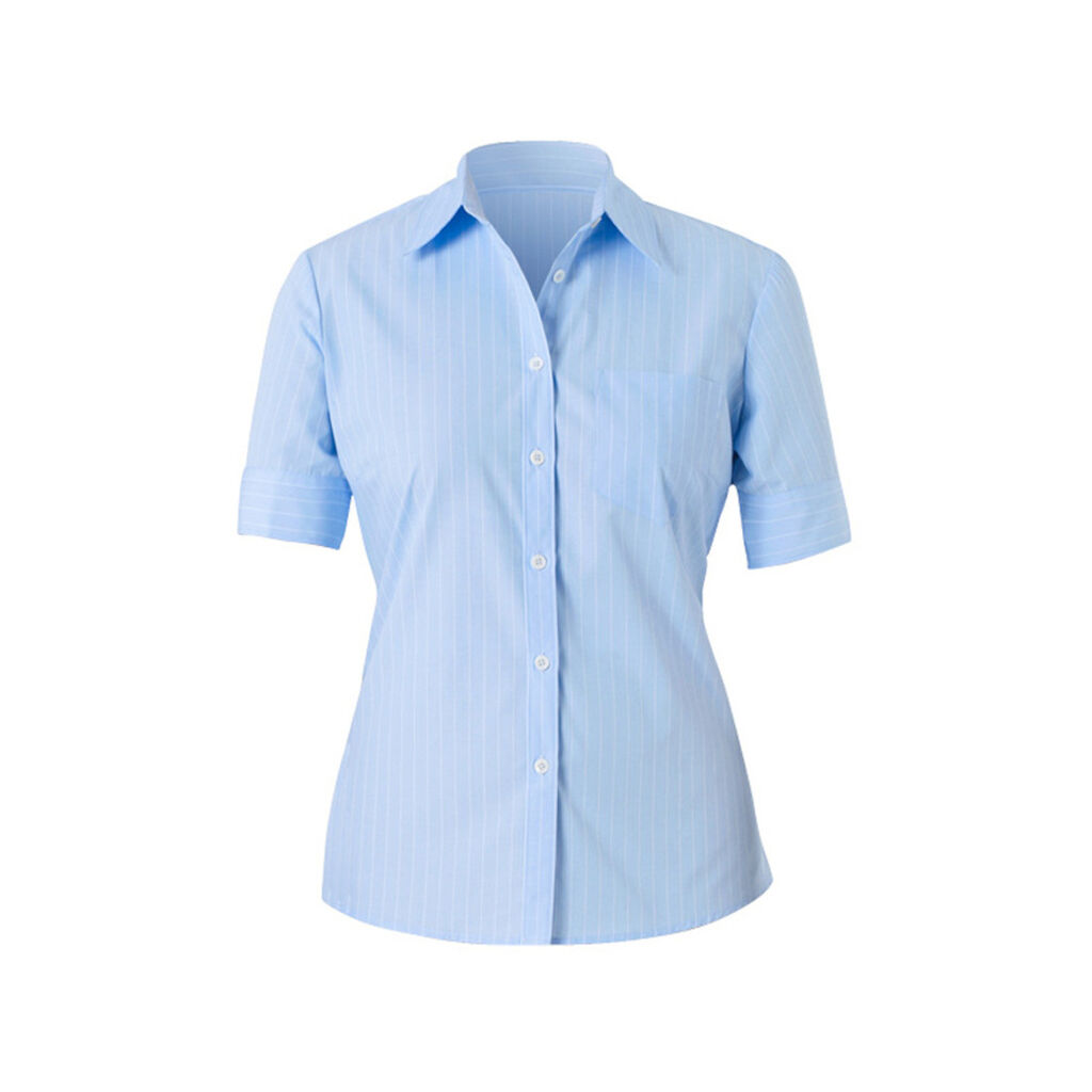 Cotton Blend Stripe Short Sleeve Action Back Shirt