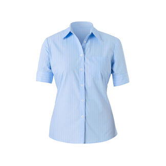 Cotton Blend Stripe Short Sleeve Action Back Shirt