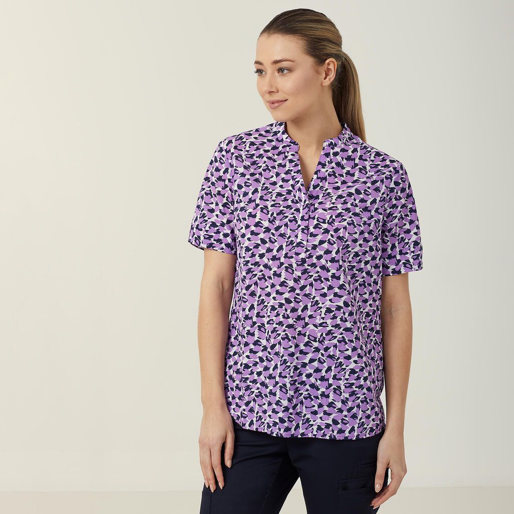 Antibacterial Petal Print Short Sleeve Tunic