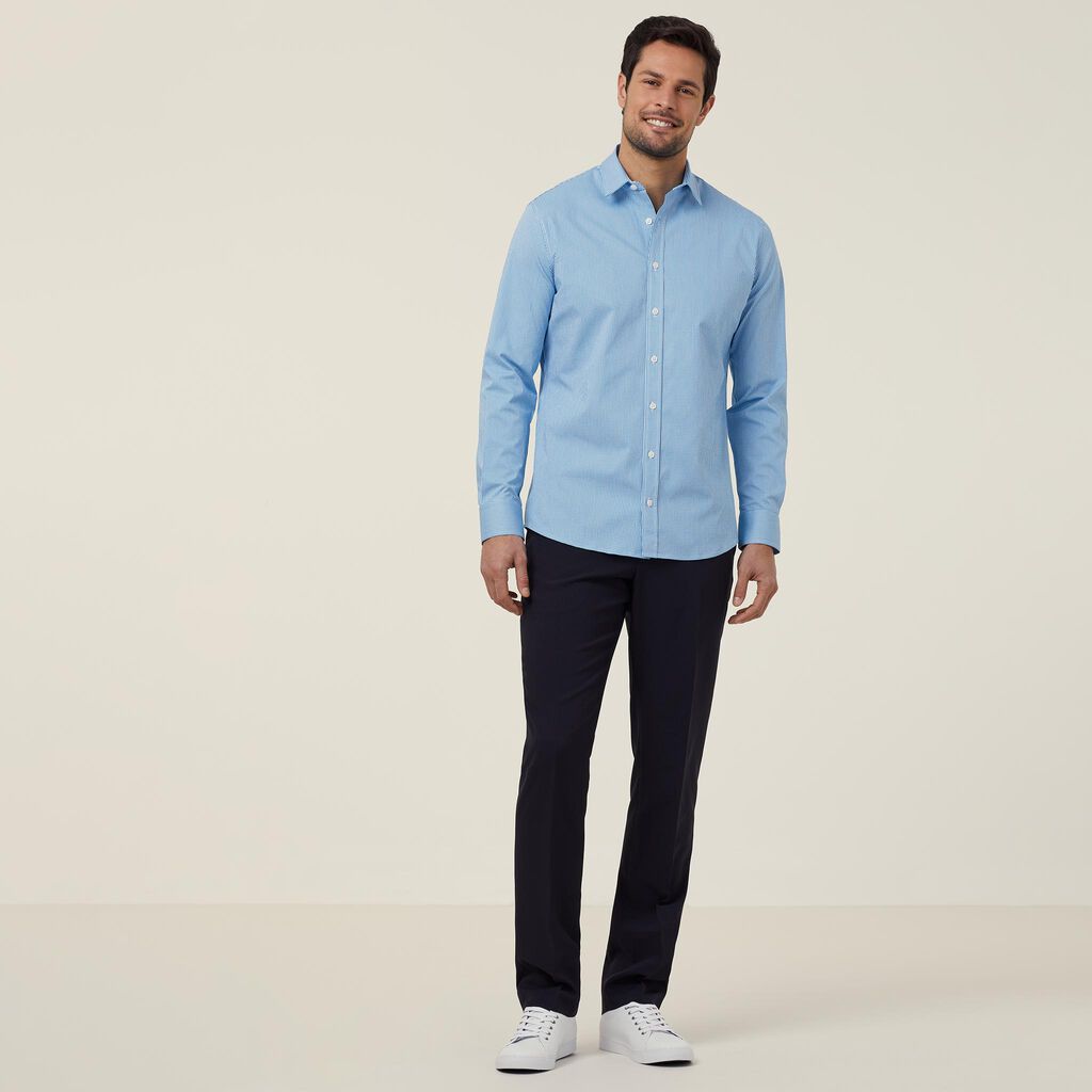 Avignon Gingham Check Stretch Long Sleeve Slim Shirt