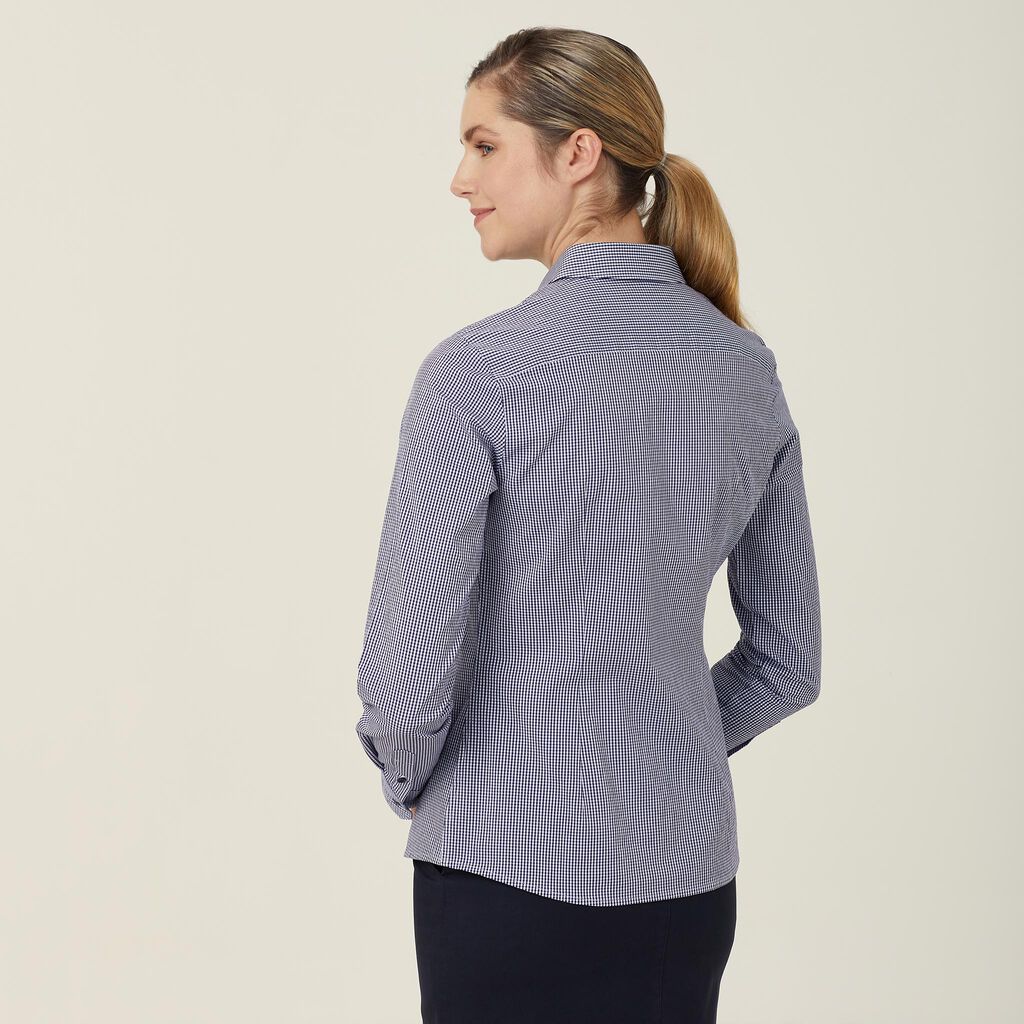 Avignon Gingham Check Stretch Long Sleeve Slim Shirt