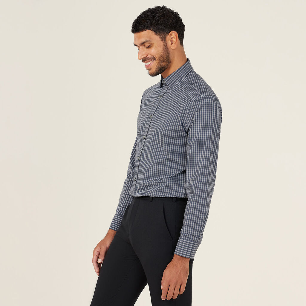 Avignon Window Check Stretch Long Sleeve Shirt