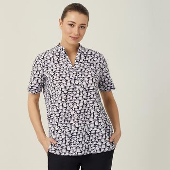 Antibacterial Petal Print Short Sleeve Tunic