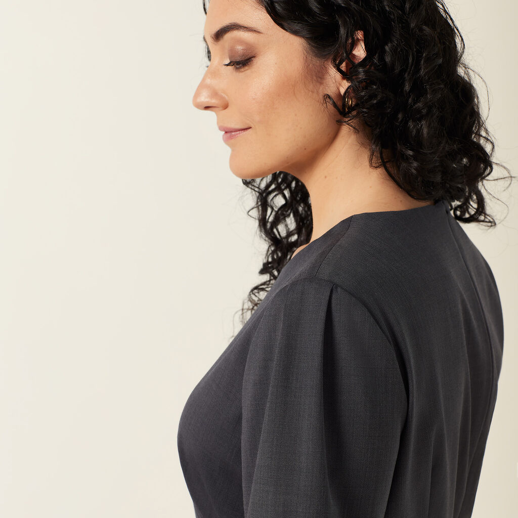 Wool Blend Twill Short Sleeve Dress
