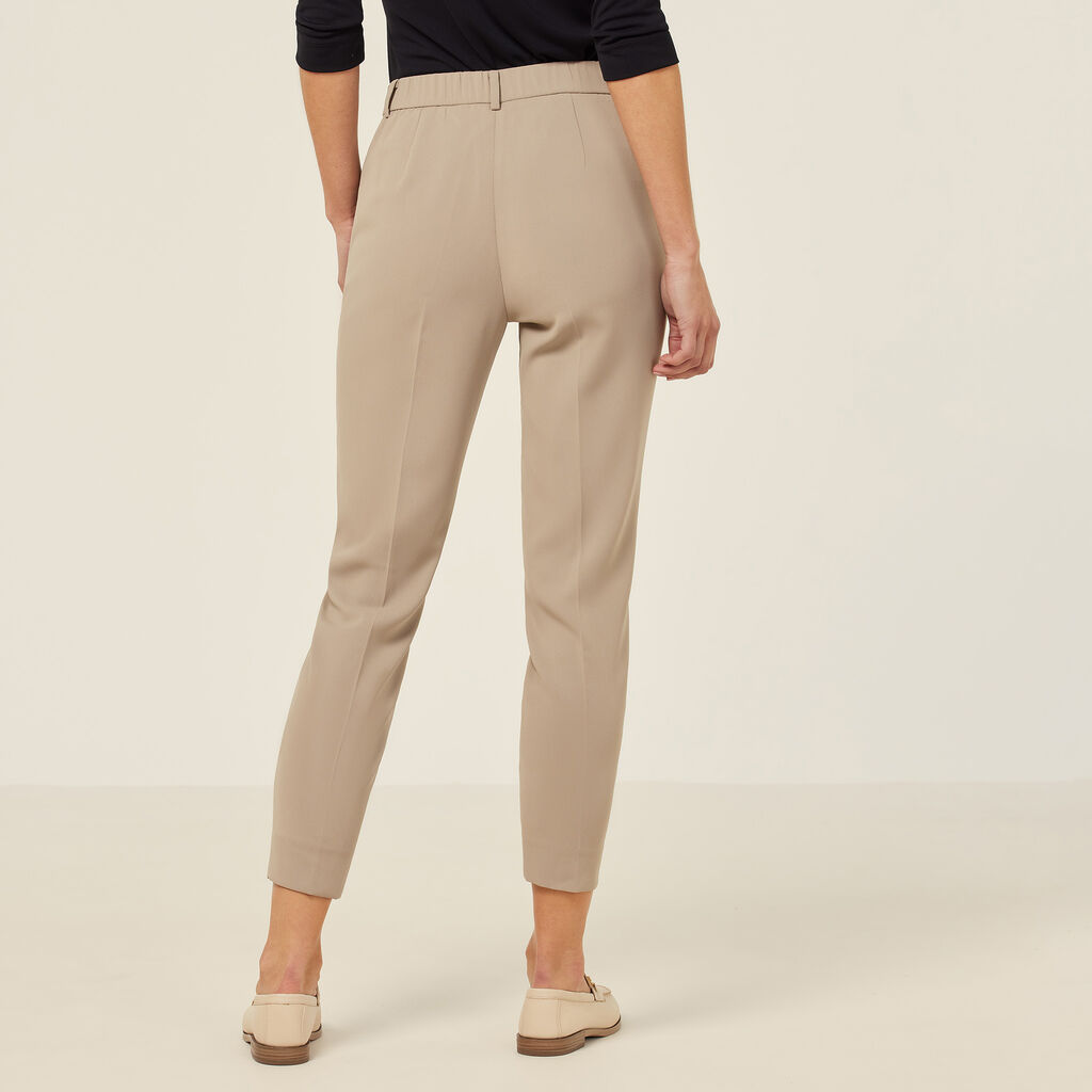 Crepe Stretch High Waist Cropped Pant