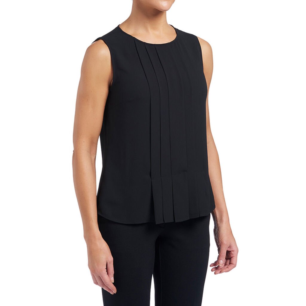Sleeveless Pleat Front Blouse