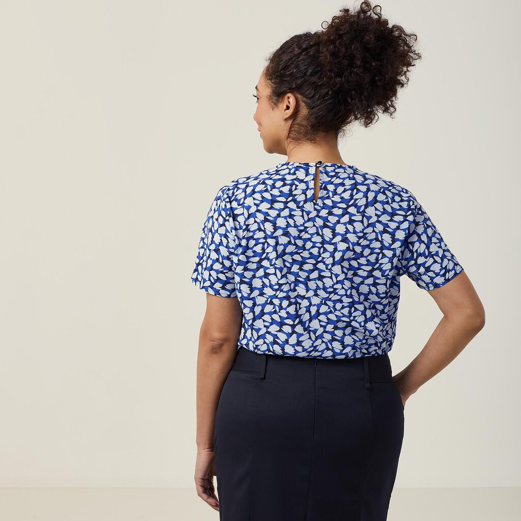 Antibacterial Petal Print Short Sleeve Top