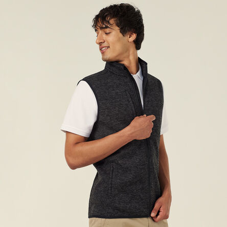 Men's Textured Fleece Zip Front Vest