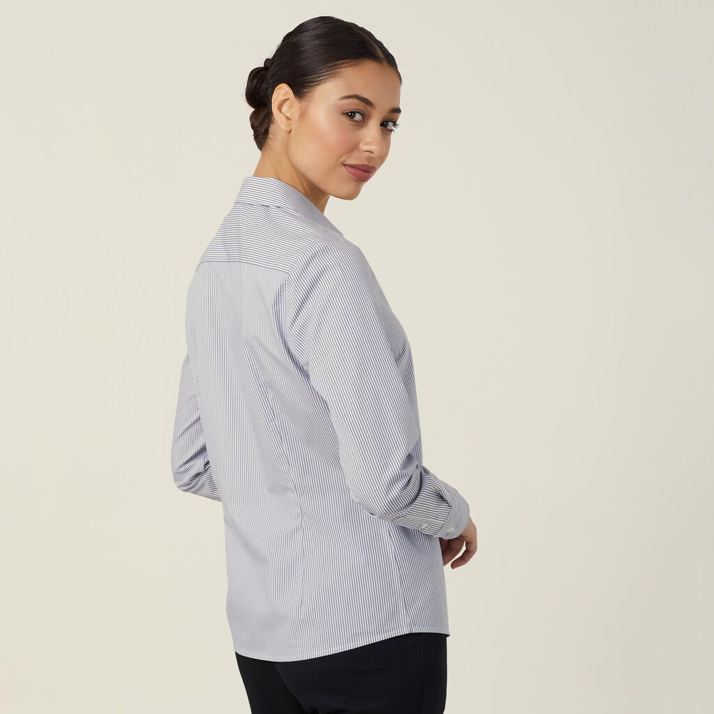 Avignon Fine Block Stripe Stretch Long Sleeve Shirt