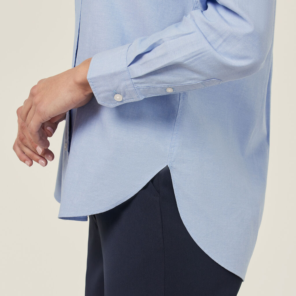 Cotton Chambray Long Sleeve Relaxed Shirt