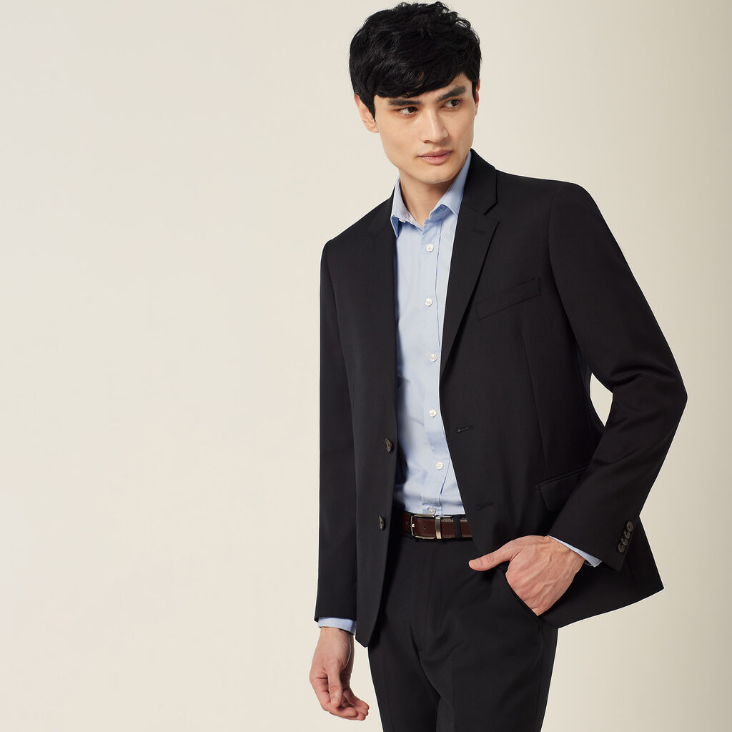 Wool Blend Twill Tailored 2 button jacket