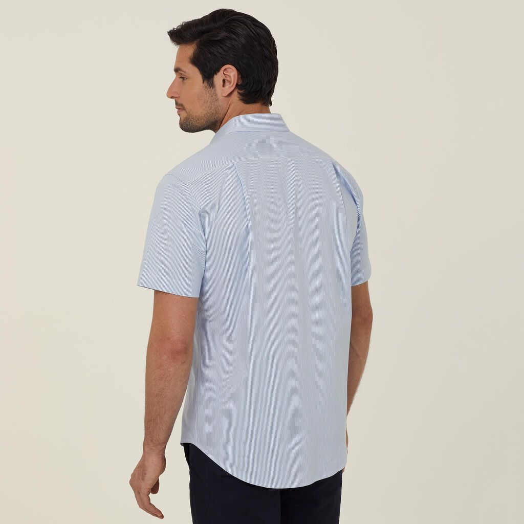 Avignon Fine Block Stripe Stretch Short Sleeve Shirt