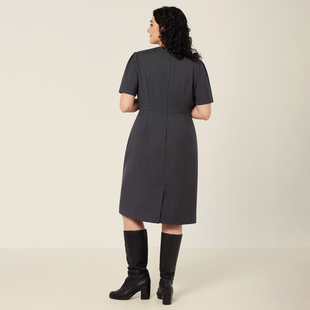 Wool Blend Twill Short Sleeve Dress