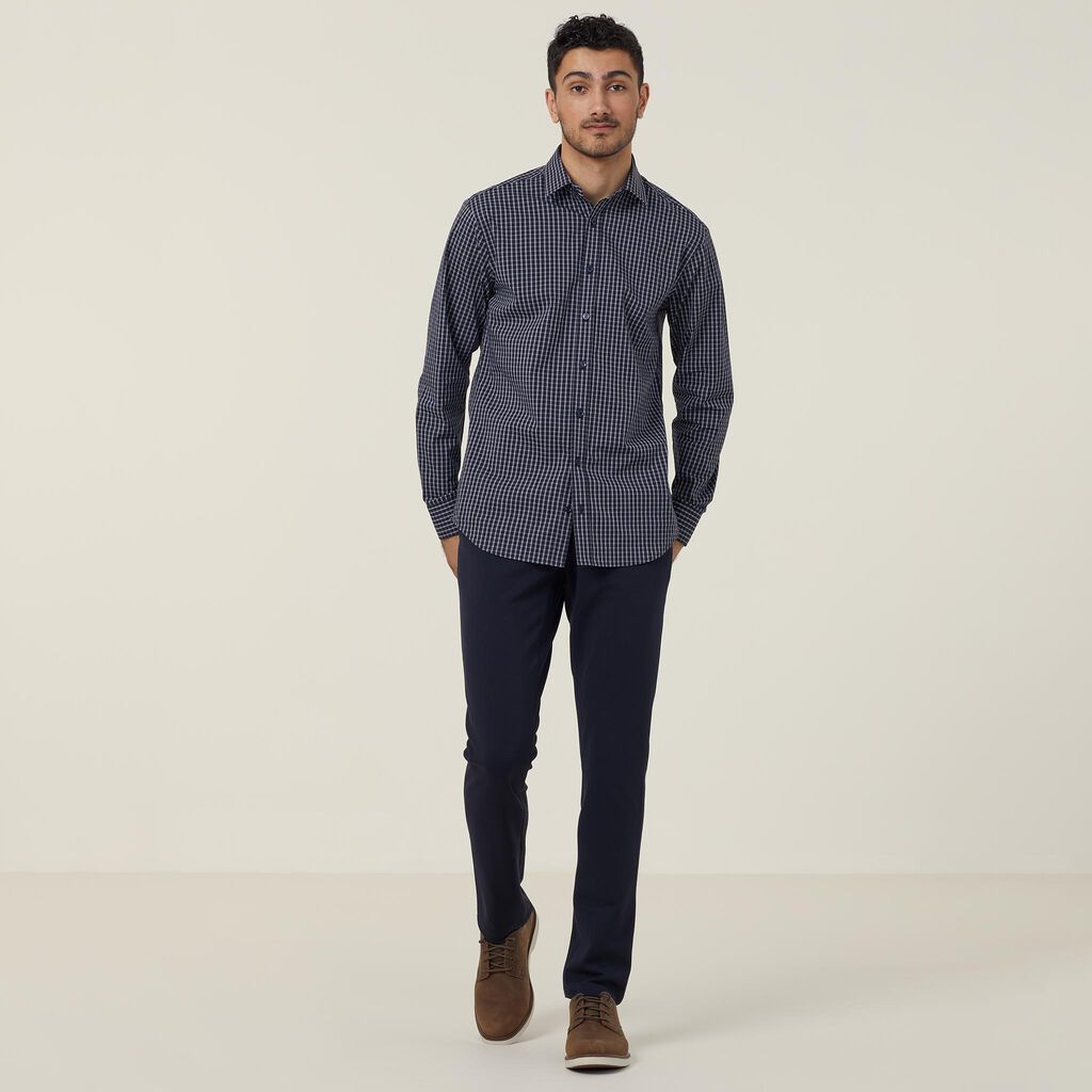 Avignon Window Check Stretch Long Sleeve Shirt
