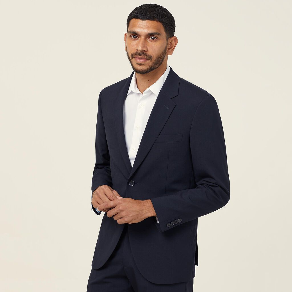 Stretch Wool Blend 2 Button Jacket