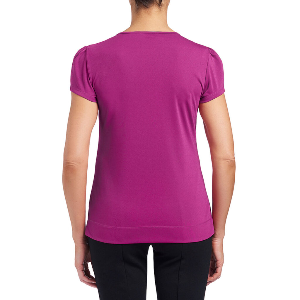 Matt Jersey Cap Sleeve Ruffle Neck T-Top