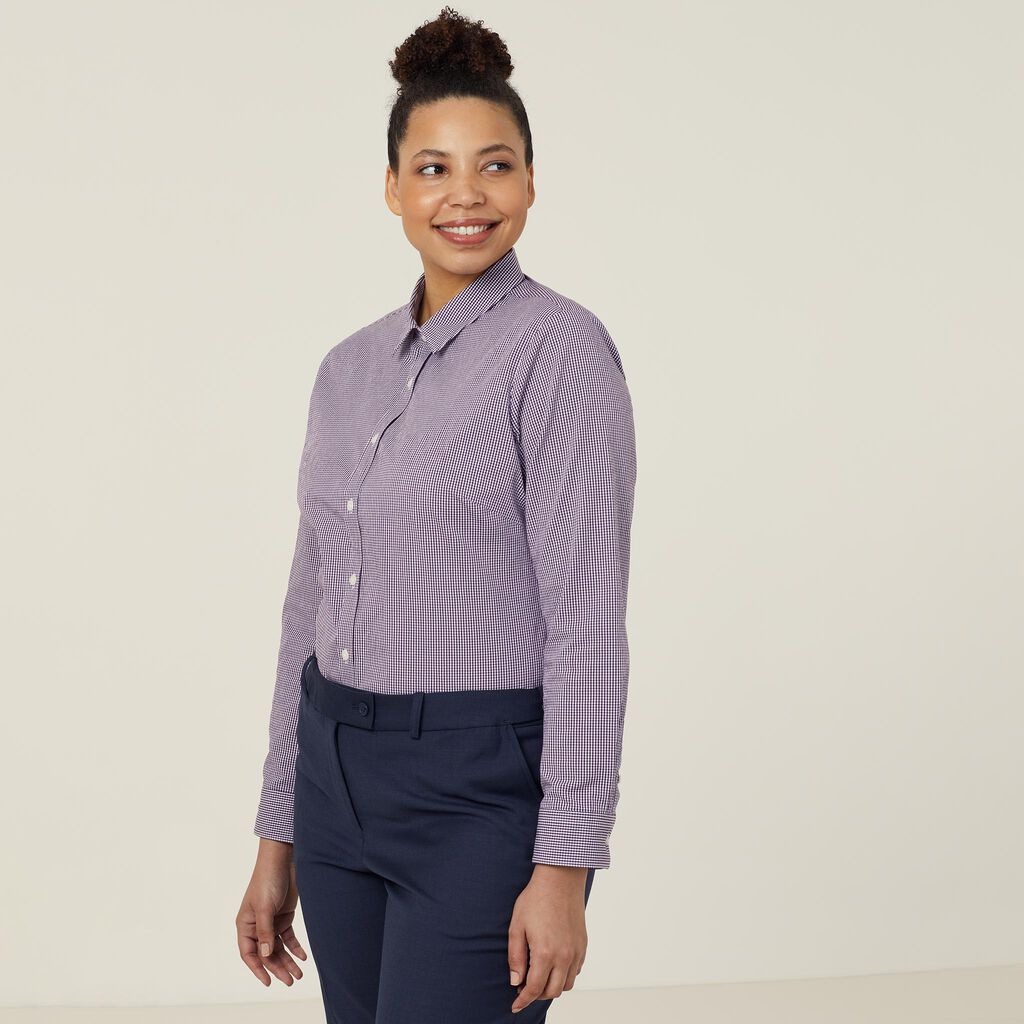 Avignon Gingham Check Stretch Long Sleeve Slim Shirt