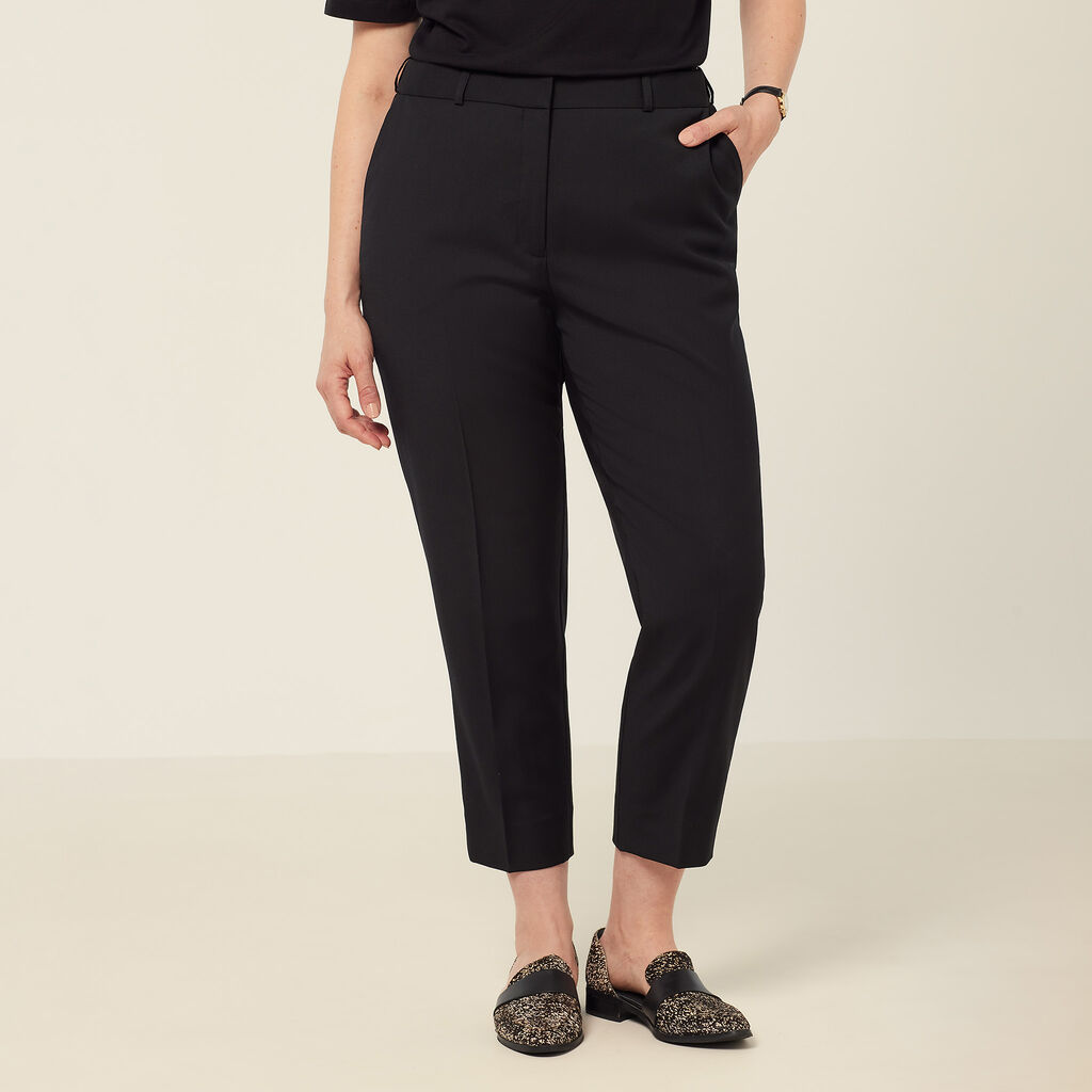 Wool Blend Twill Secret Waist Slim Leg Pant