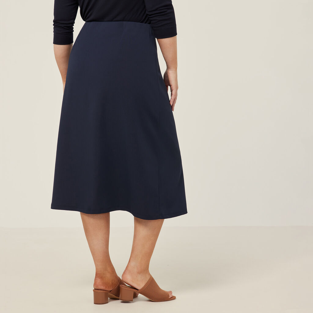 Crepe Stretch Midi Length A-line Skirt