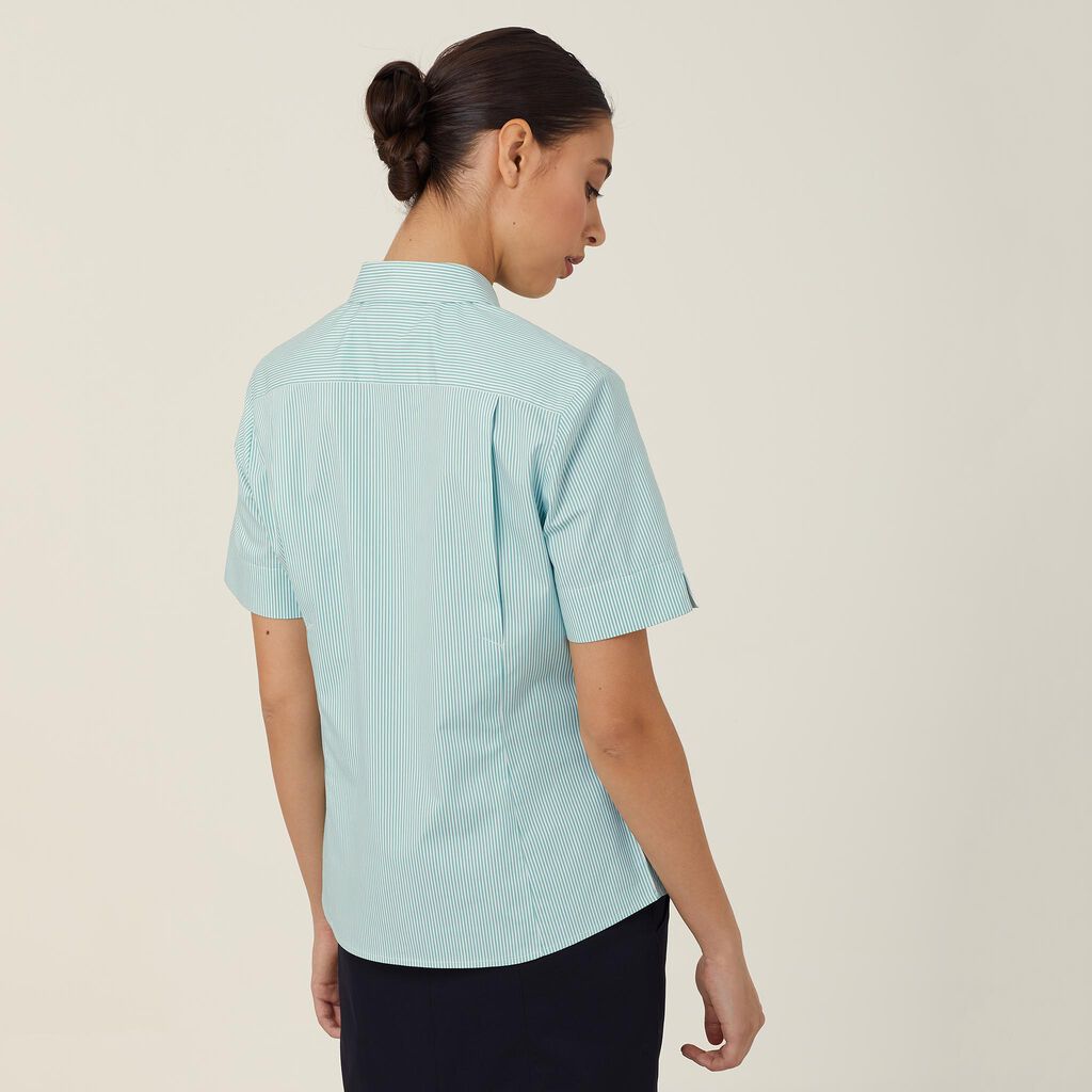 Avignon Fine Block Stripe Stretch Short Sleeve Shirt