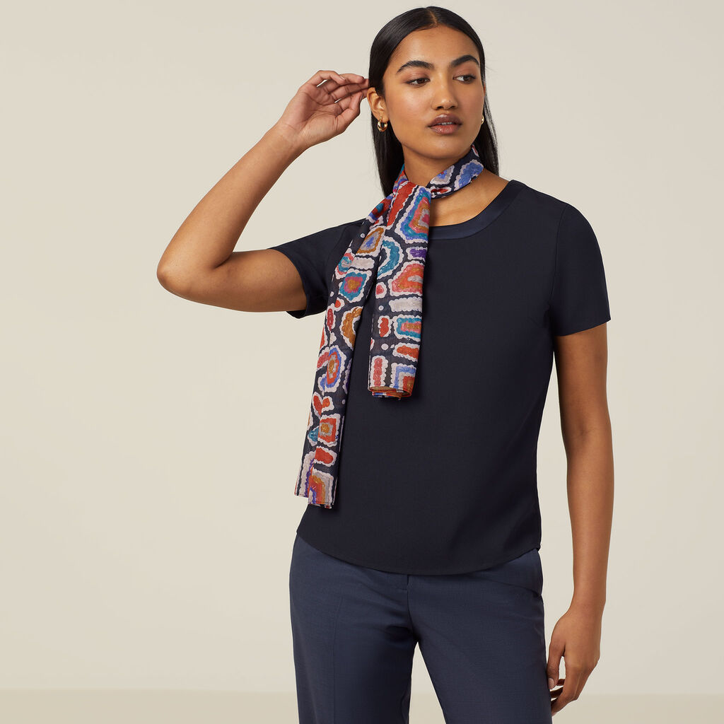 Water Dream Indigenous Print Chiffon Lightweight Scarf