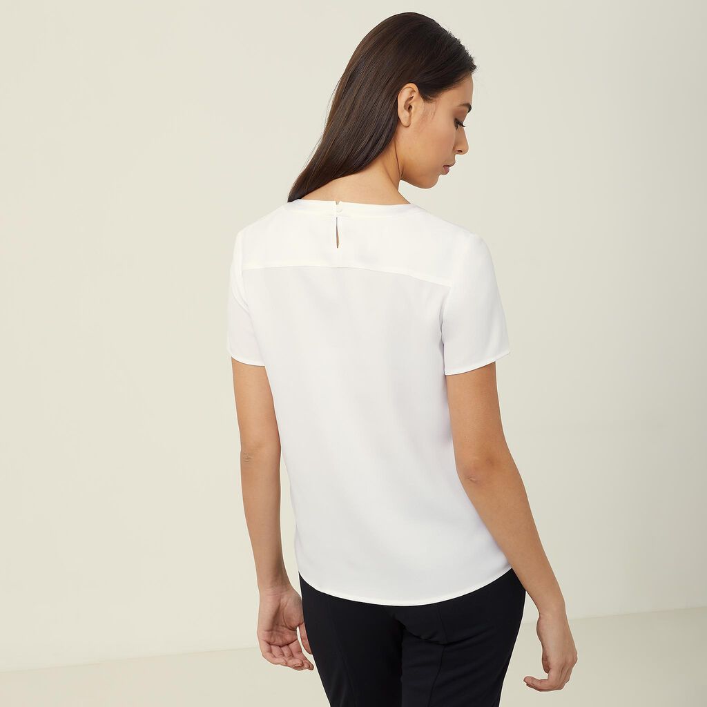 Satin Back Crepe Short Sleeve Shell Top