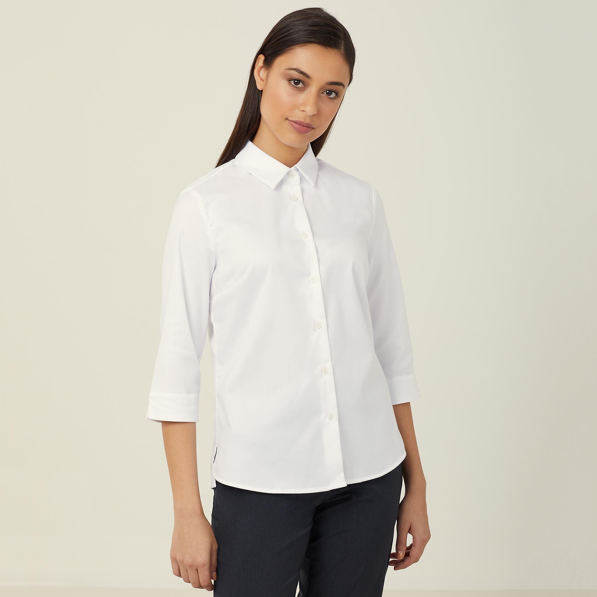 3/4 white shirt top