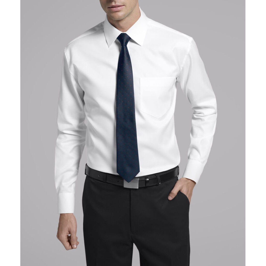 Long Sleeve Cutaway Collar Shirt, white 