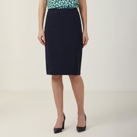 Stretch Wool Blend Panel Pencil Skirt