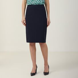 Stretch Wool Blend Panel Pencil Skirt