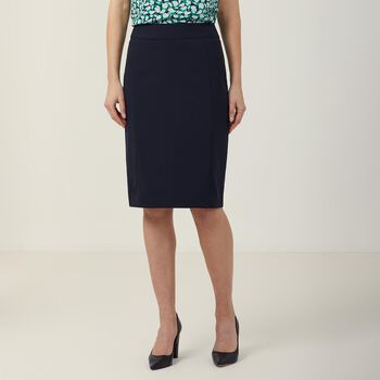 Stretch Wool Blend Panel Pencil Skirt